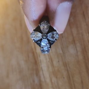 Sterling Marcasite CZ Flower/Cross Size 7